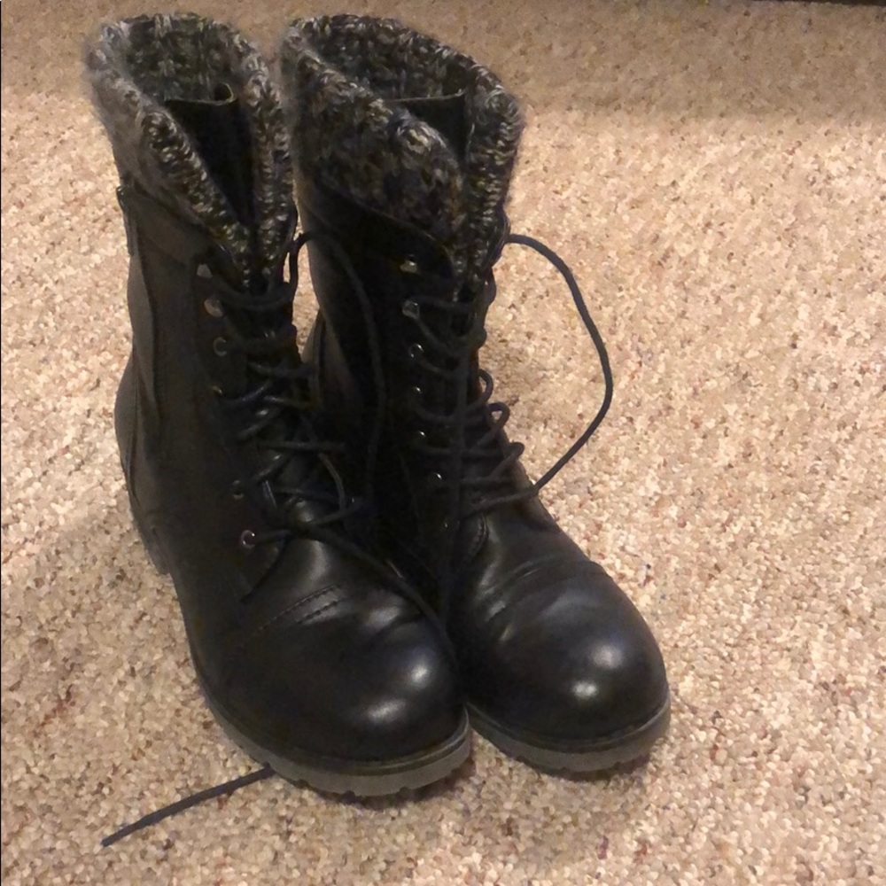 Charlotte Russe Black Lace Up Combat Boots